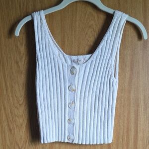 Hem & Thread Cream Ribbed Sleeveless Tank Top